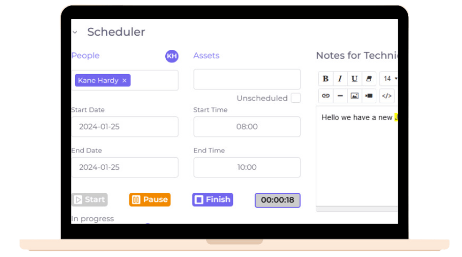 Workdash's Online Job Scheduling features